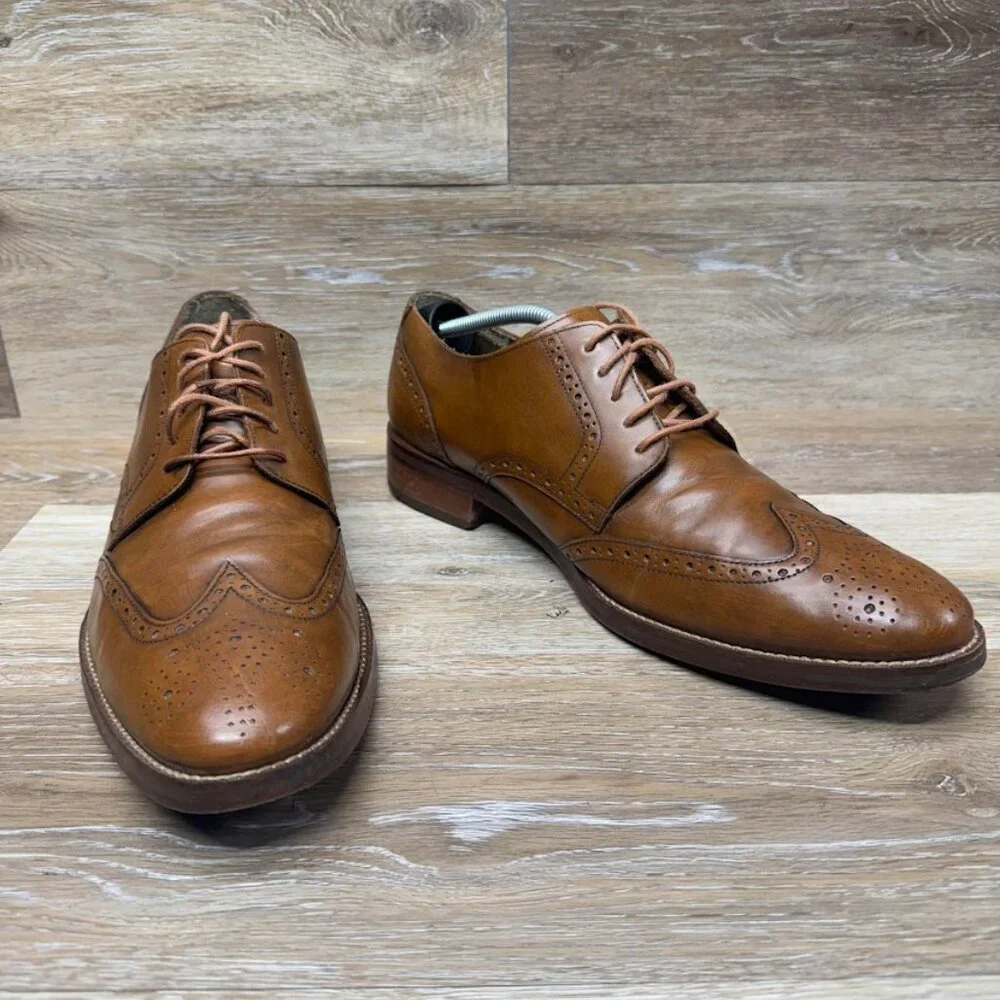 Cole Haan Modern Essentials Brown Leather Wingtip Shoes Men's Size 13